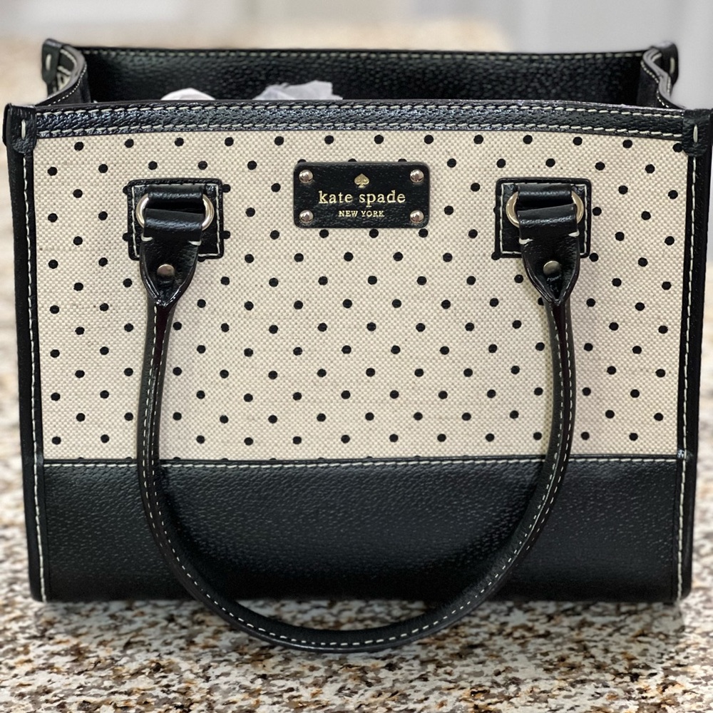 Authentic Kate Spade cream & black polka dot purse